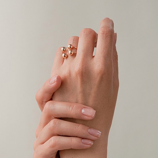 Кольцо "Шарики" в красном золоте к08281 2