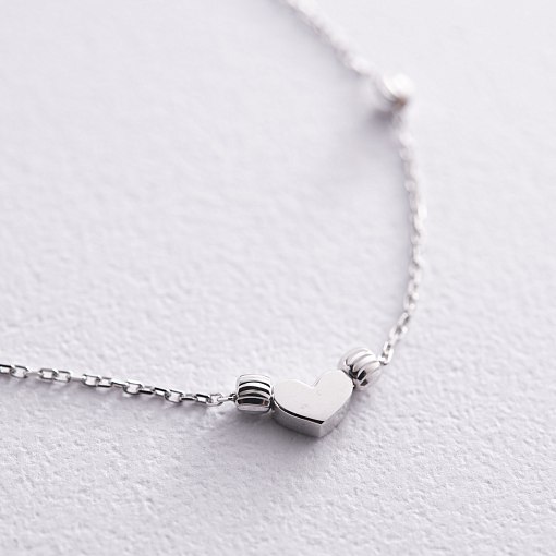 Браслет "Сердечко" в белом золоте б05085 3