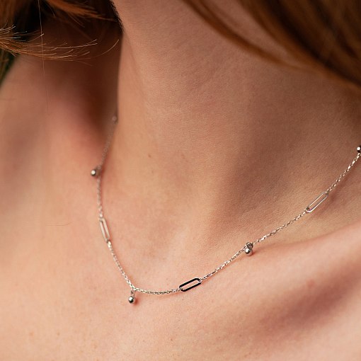 Кольє з кульками в білому золоті кол02385 4