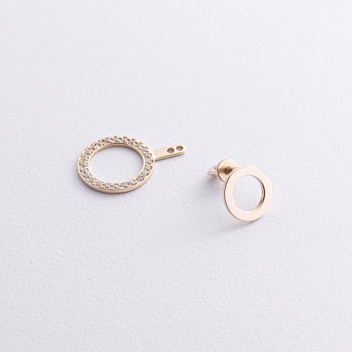 Серьги - джекеты "Sophia" в желтом золоте (фианиты) с09095 4