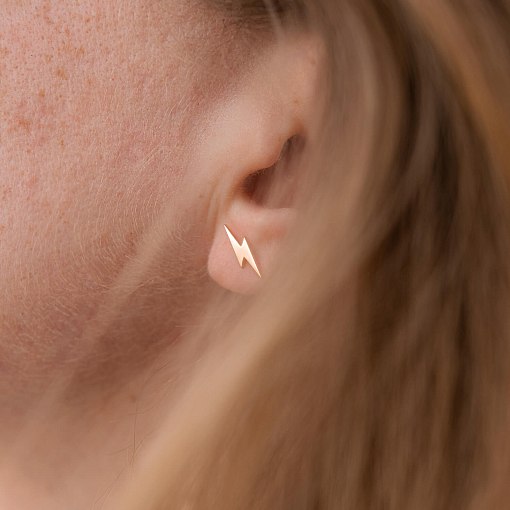 Золотые серьги - пусеты "Молнии" с07923 6