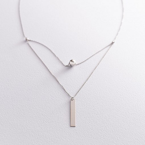 Колье с шариком в белом золоте (возможна гравировка) кол01741 4