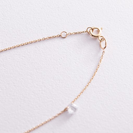 Золотой браслет "Перышки" на ногу (фианиты) б04797 5