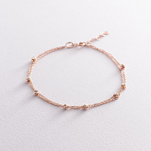 Двойной браслет "Шарики" в красном золоте б04573