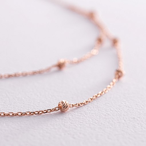 Двойное колье "Шарики" в красном золоте кол02346 5