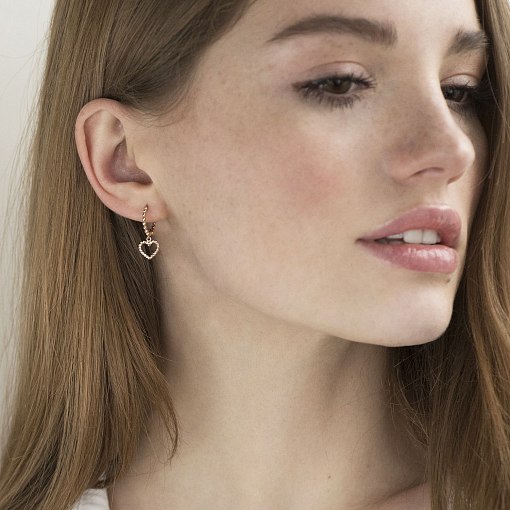 Серьги "Сердечки" (красное золото) с05938 3