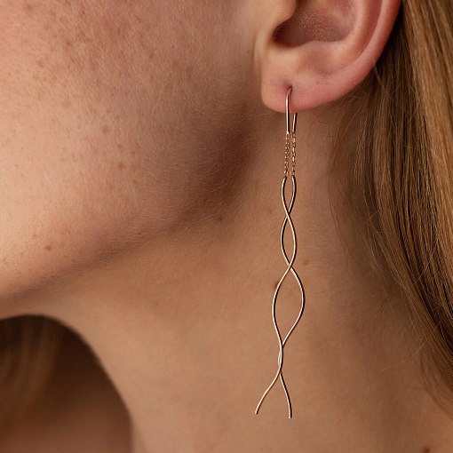 Серьги - протяжки "Завиток" из красного золота с00945 4