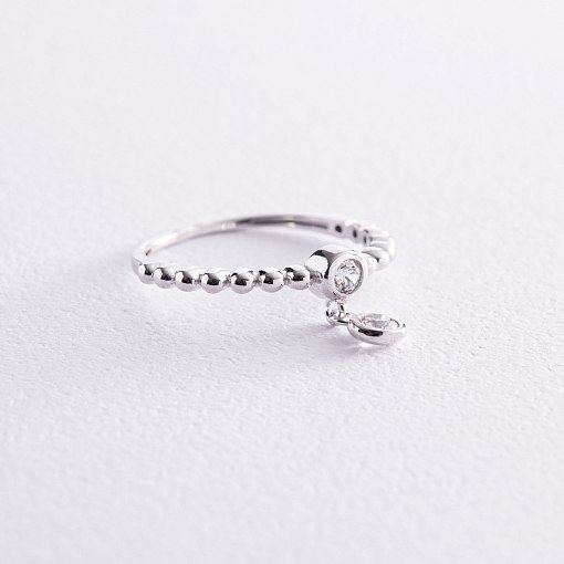 Кольцо в белом золоте с фианитами к07056 3