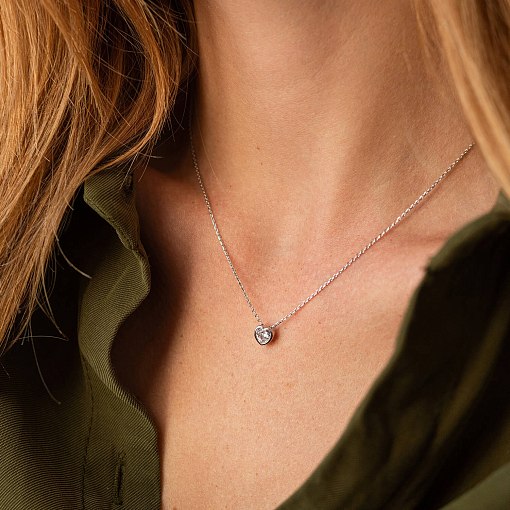 Колье "Сердечко" с фианитом (белое золото) кол02315 4