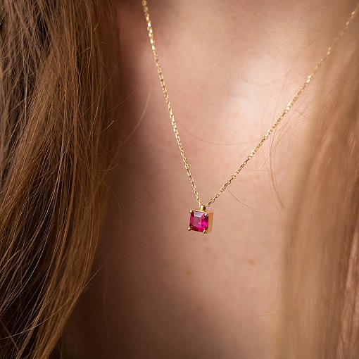 Золотое колье "Альма" (розовый фианит) кол02367 4