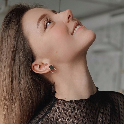 Золотые серьги-пусеты "Круги" с06687 4