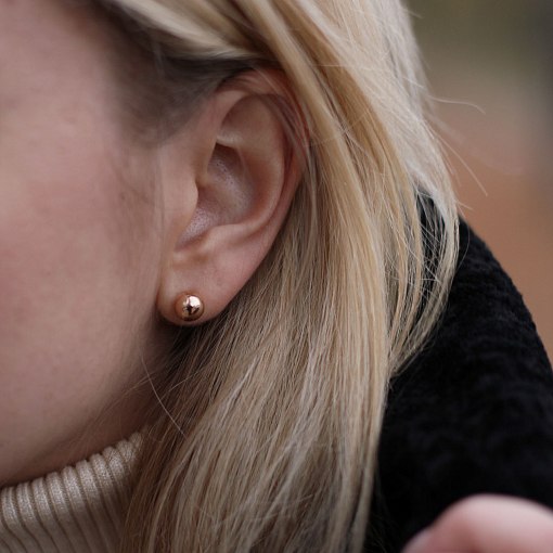 Золотые серьги - пусеты "Шарики" (0.8 см) с06957 2