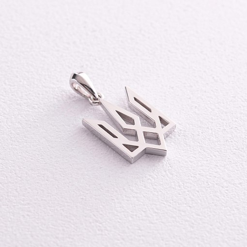 Подвеска "Герб Украины - Тризуб" в белом золоте п03719