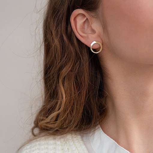 Серьги - пусеты "Орбита" в желтом золоте с07348 3