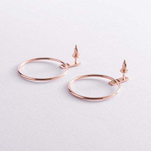 Серьги - пусеты "Уверенность" в красном золоте с07884 4