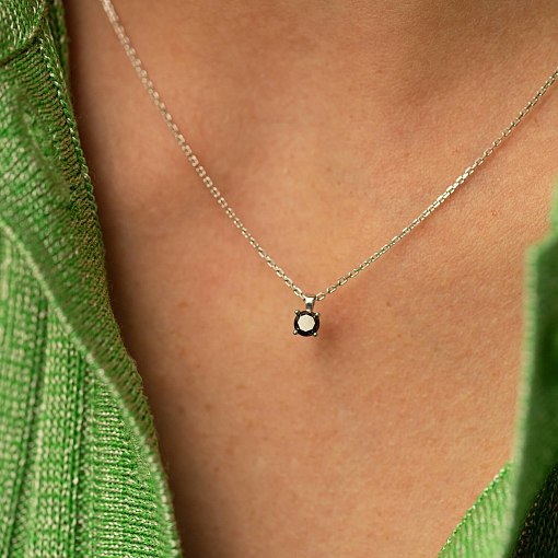 Кольє в білому золоті з чорним діамантом 736121122 2
