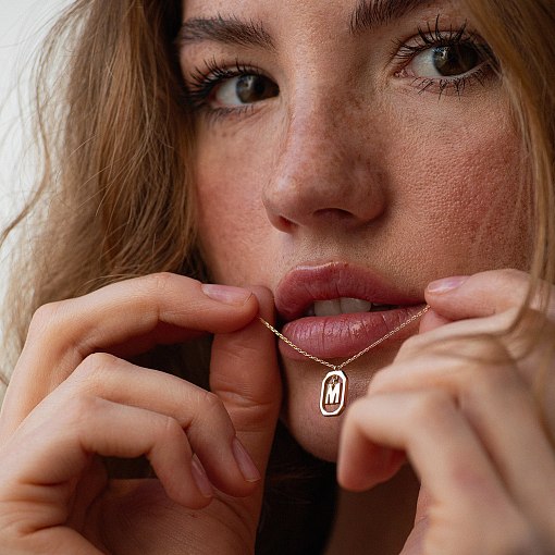 Колье с буквой "М" в желтом золоте кол02463м 4