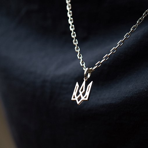 Подвеска "Герб Украины - Тризуб" в белом золоте п03719 8