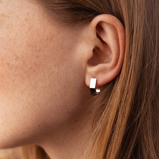 Серьги "Шестиугольники" в красном золоте с07995 2