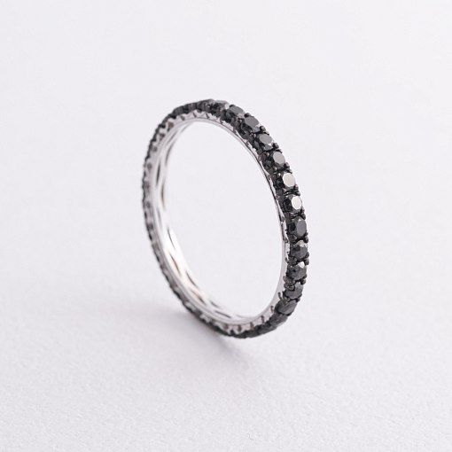 Золота каблучка з доріжкою чорних діамантів кб0618gm