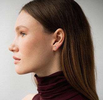 Золотые серьги - пусеты с бриллиантами сб0645у №2