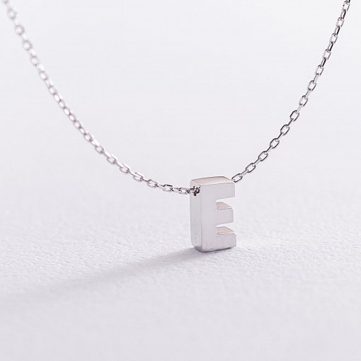 Колье с буквой "Е" в белом золоте кол01254Е