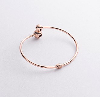 Жесткий браслет "Шарики" в красном золоте б05535 №5