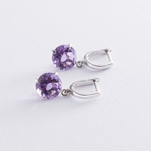 Золотые серьги "Влечение" (аметист) с05291 3