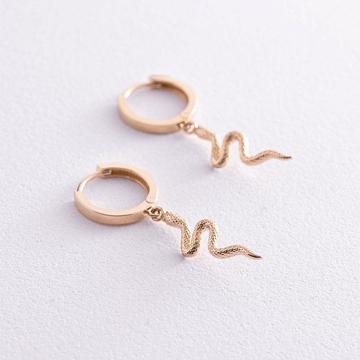 Серьги - кольца "Змеи" в желтом золоте с08022 9