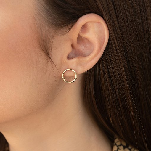 Серьги-пусеты "Круговорот" в желтом золоте (1.25 см) с06694 2