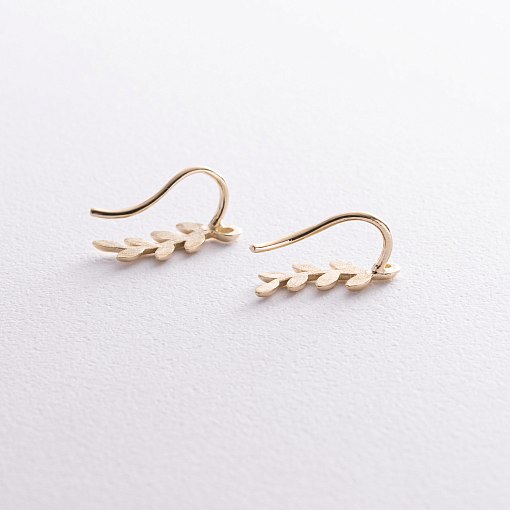 Серьги - клаймберы "Веточки" в желтом золоте с08556 4