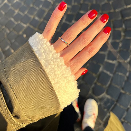 Кільце з різнокольоровими фіанітами (жовте золото) к07196 3