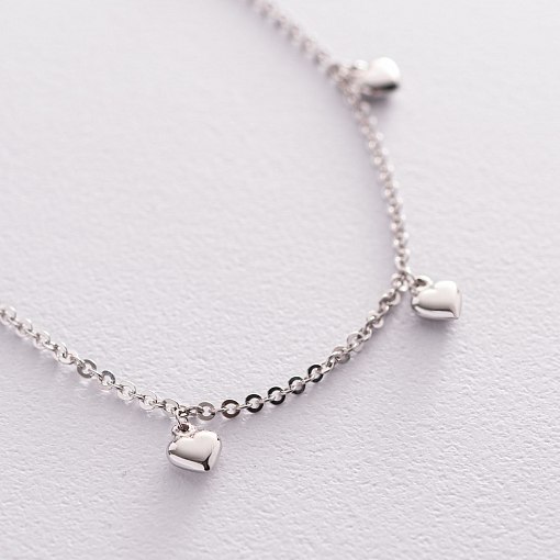 Золотой браслет "Сердечки" на ногу б04703 3