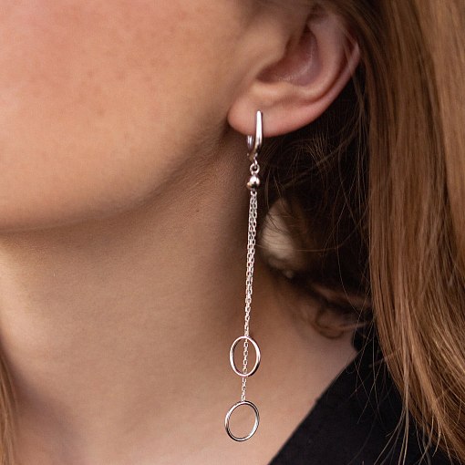 Золотые серьги "Круговорот на цепочке" с07510 2