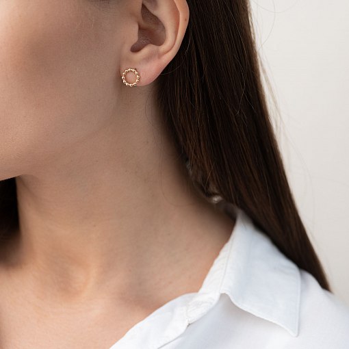 Серьги-пусеты "Гармония" в желтом золоте с06898 7