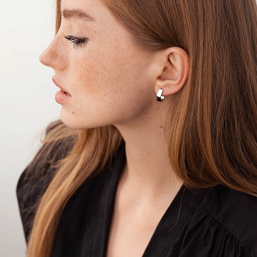 Серьги "Шестиугольники" в белом золоте с08007 4