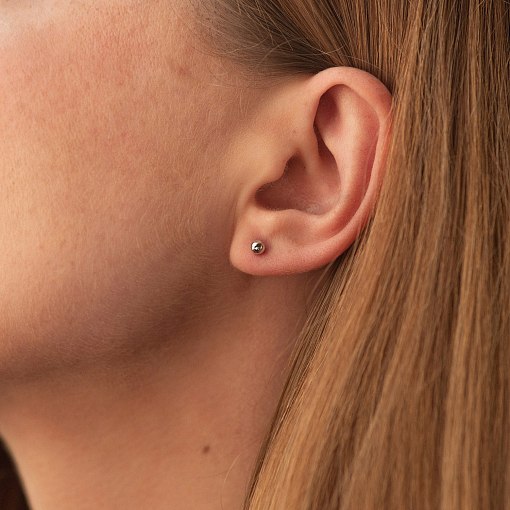 Золотая моносерьга "Шарик" с08791 3