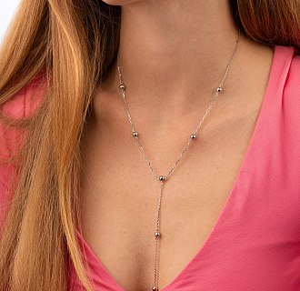 Колье 2 в 1 "Шарики" в белом золоте кол05919 №2