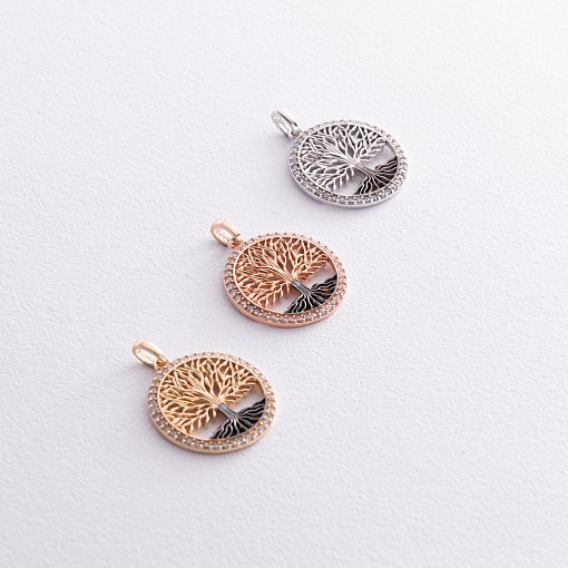 Кулон "Древо жизни" с фианитами (белое золото) п03818 2