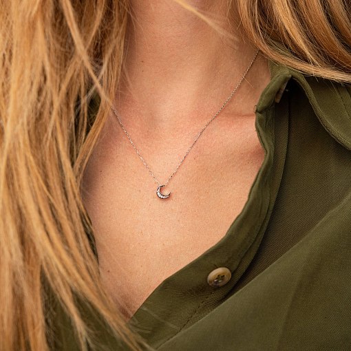 Колье "Луна" с фианитами (белое золото) кол02316 6