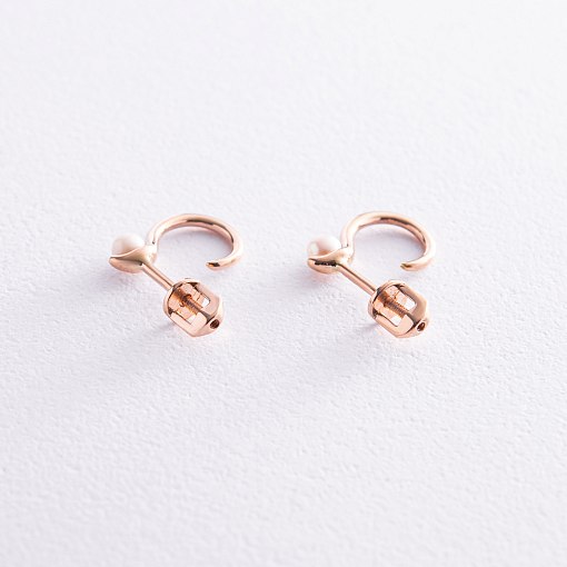 Серьги - пусеты "Миранда" в красном золоте (жемчуг) с07930 7