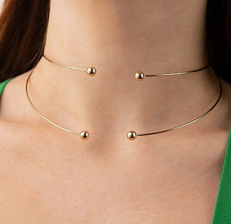 Колье - чокер "Demi" (желтое золото) с шариками кол02614 №9