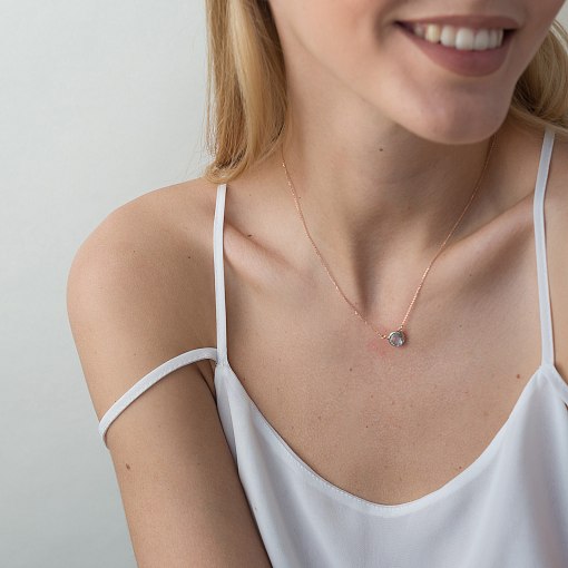 Кольє із блакитним топазом в червоному золоті кол01182 5