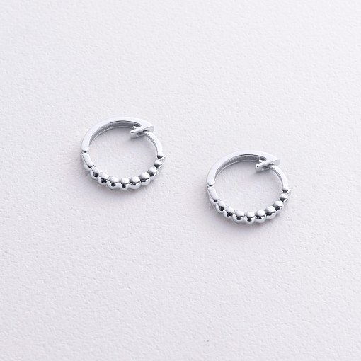 Серьги - кольца в белом золоте (шарики) с09044 3