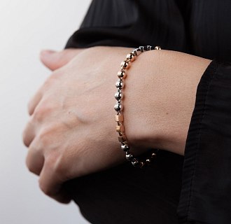 Золотой браслет "Кубики - шарики" б05104 №5