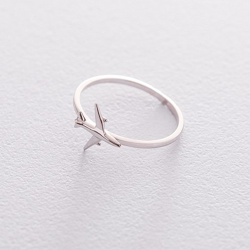 Кольцо "Самолетик" из белого золота к06334 2