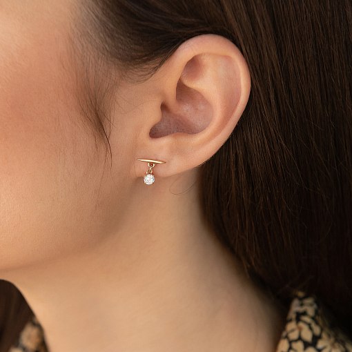 Серьги - пусеты "Эстер" в красном золоте (фианиты) с07953 2