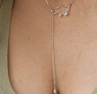 Золотое колье - галстук "Карта Украины" (куб. цирконий Swarovski в форме сердца) ?4050б №7