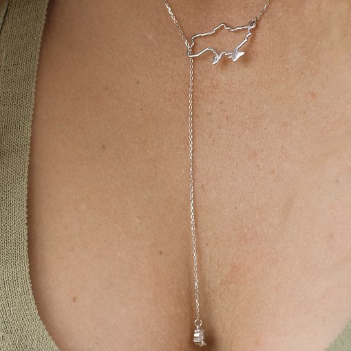 Золотое колье - галстук "Карта Украины" (куб. цирконий Swarovski в форме сердца) ?4050б 7