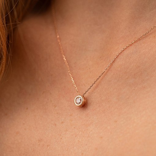 Золоте кольє з одним фіанітом кол01641 4